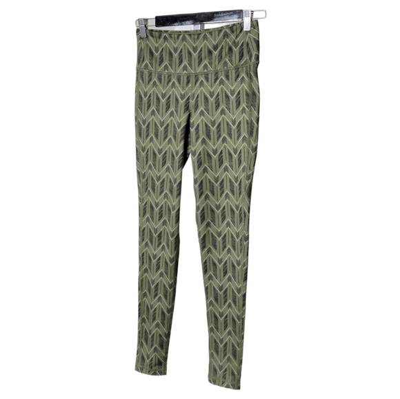 Lucy Brand Green Printed Leggings Sz S Olive Green - Picture 3 of 7